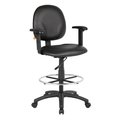 Boss Drafting Stool with Adjustable Arms & Footring, Caressoft Vinyl, Black O-I1691-AM